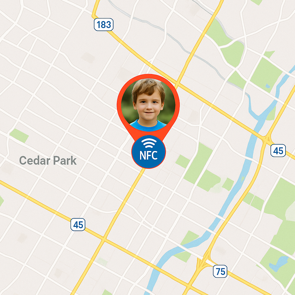 Mobile app showing location