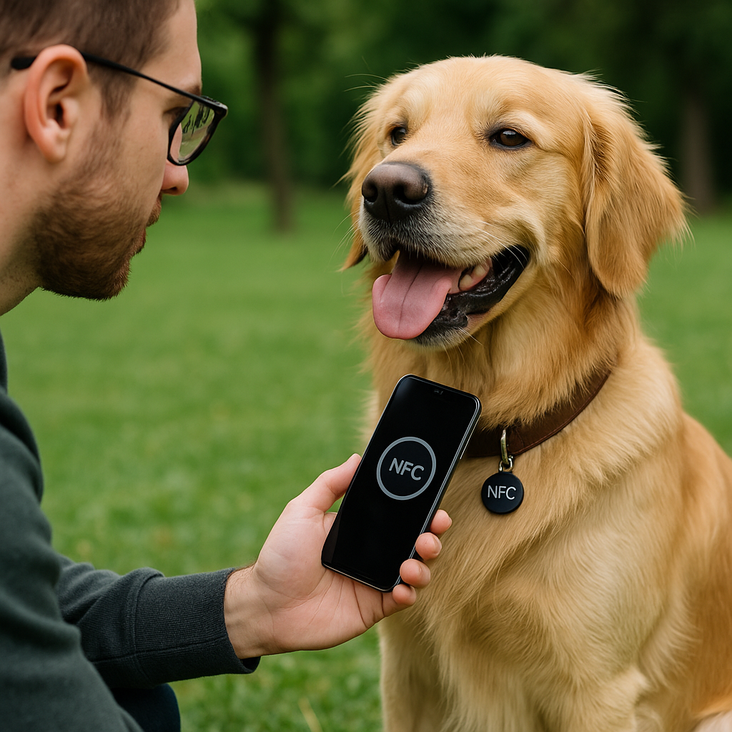 Person scanning NFC tag
