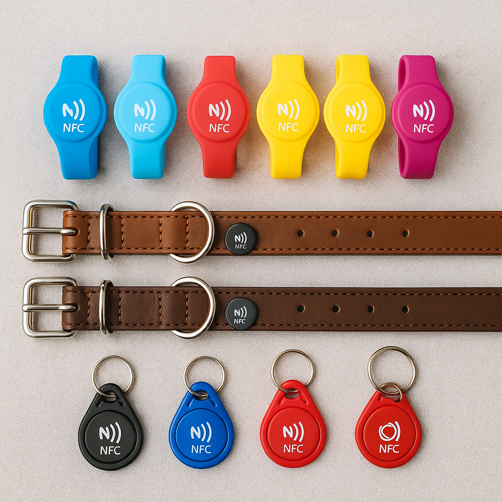 Examples of NFC bracelets and necklaces in use